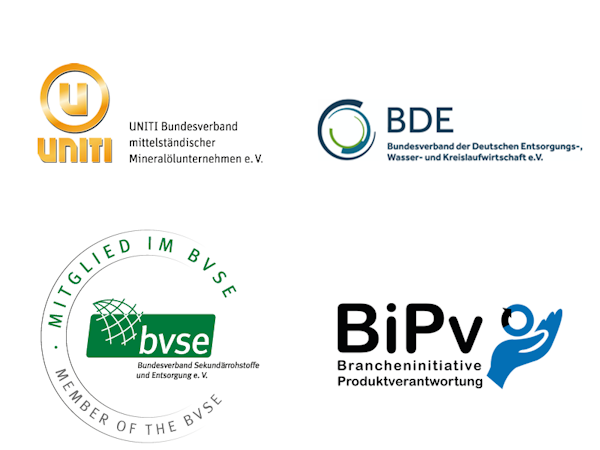 Partnerlogos der Verb&auml;nde UNITI, BDE, bvse und BiPv